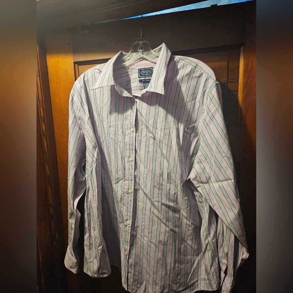 Chaps Women's Casual Striped Shirt - Purple and Green